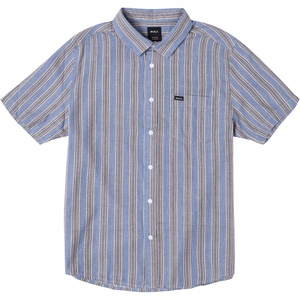 image:imageRVCA Boys Short Sleeve Slim Fit Woven Button UpHarbour Stripe SsDenim