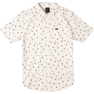 image:imageRVCA Boys Short Sleeve Slim Fit Woven Button UpThatll Do Print SsWhiteRed