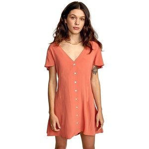 image:imageRVCA Womens Avery Woven Short Sleeve DressAvery DressPeach